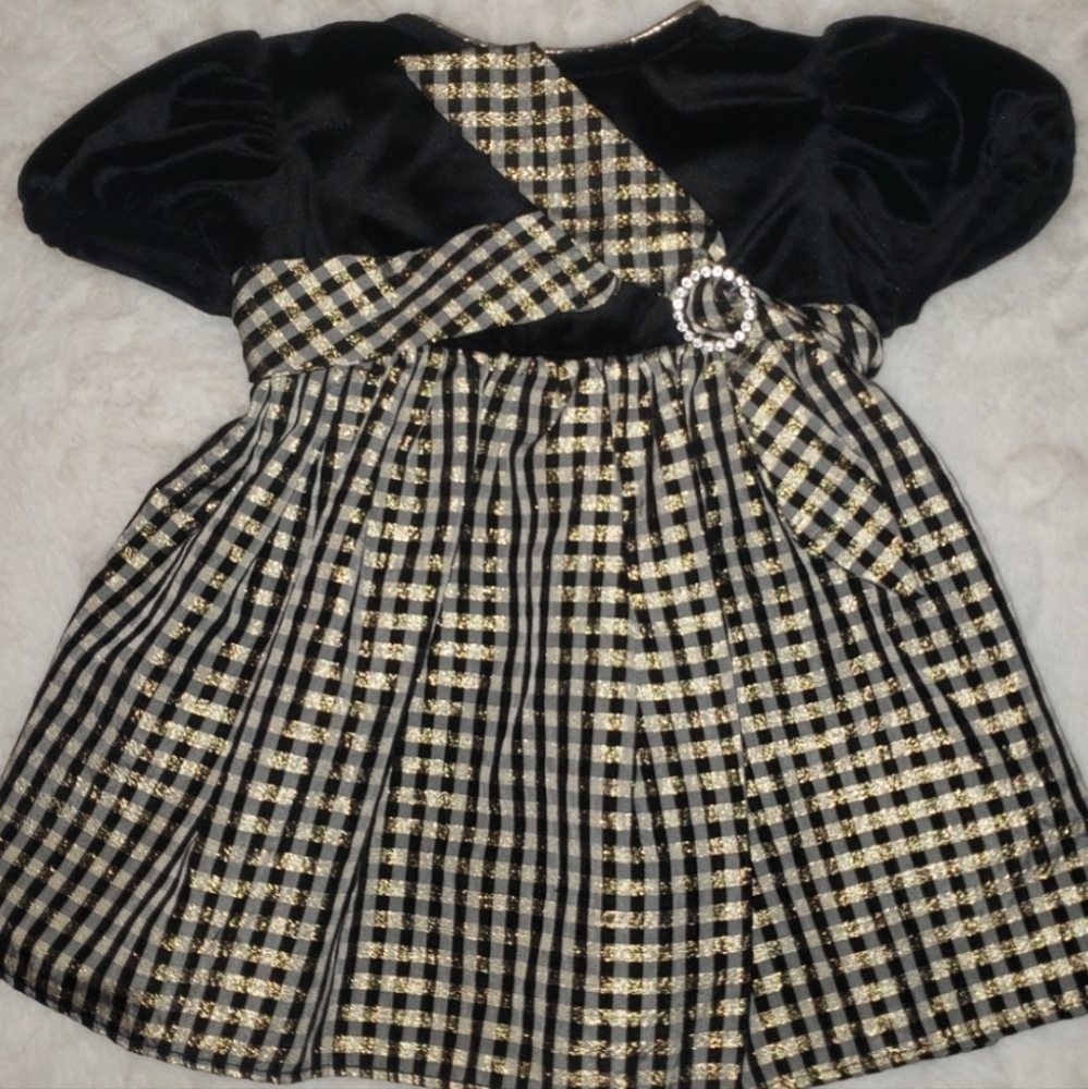 Baby Dress Black silver and gold dress 6-9 months